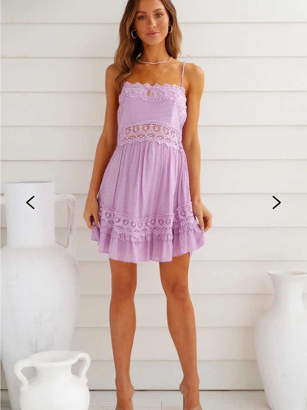 Hello Molly Shady Lady Lavender Lace-Trim Summer Dress - Picture 4 of 16